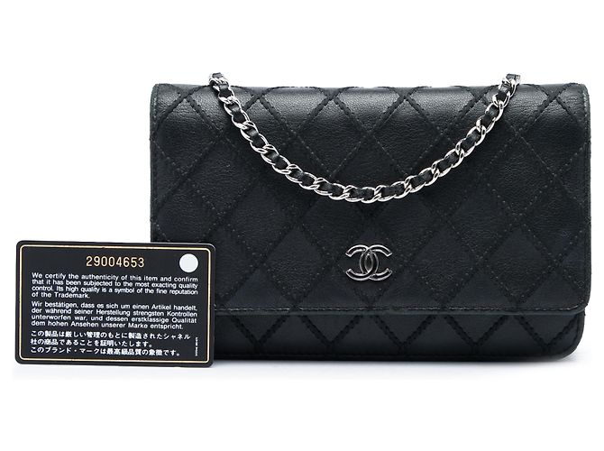 Chanel Black CC Lambskin Wild Stitch Wallet on Chain - vista 7