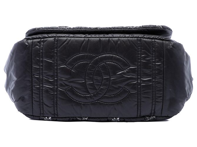Chanel Black Paris Byzance Nylon Tweed On Stitch Bubble Accordion Flap - vista 3