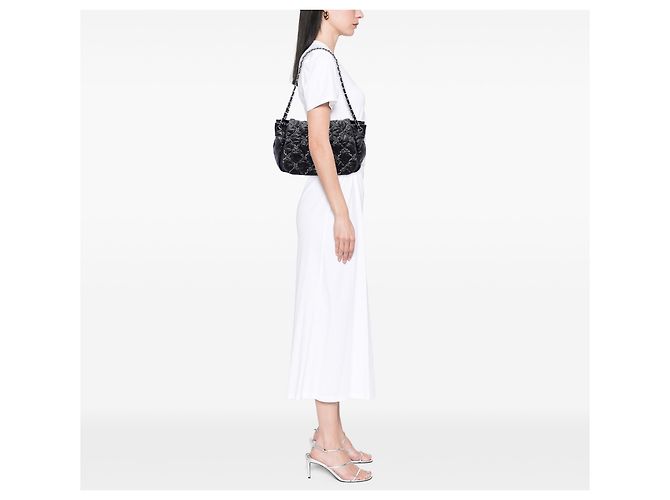 Chanel Black Paris Byzance Nylon Tweed On Stitch Bubble Accordion Flap - vista 6