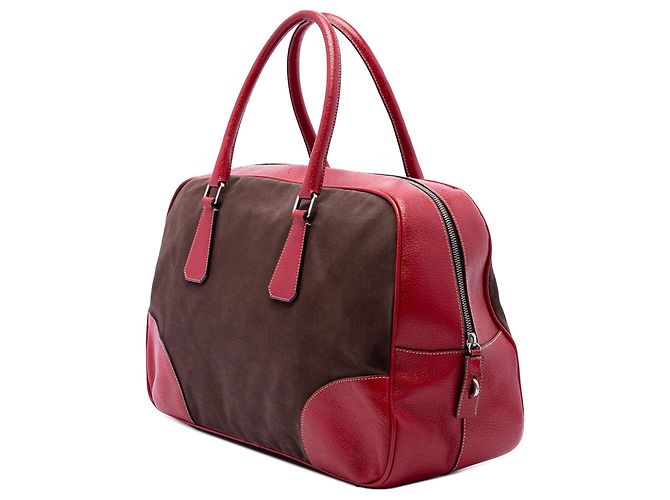 Bolsa Bauletto Prada em lona Canapa com acabamento Cinghiale marrom - vista 2