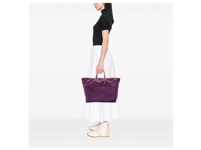 Borsa da viaggio Gucci in nylon GG viola - vista 6