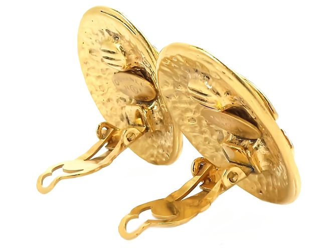 Orecchini a clip ovali placcati oro Chanel Gold CC - vista 2