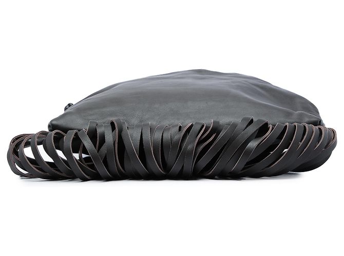 Bottega Veneta The Fringe Pouch in nappa nera - vista 3