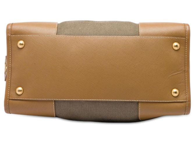 Prada Canapa Logo-Satchel aus Canvas mit braunem Saffiano-Besatz - Ansicht 3