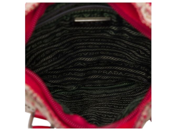Prada Red Vitello Trimmed Tweed Flat Tote - view 4