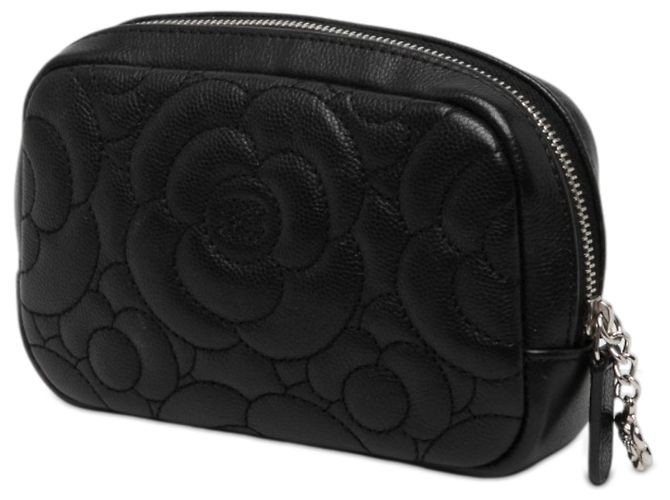 Bolso Chanel Black CC Quilted Caviar Camellia - vista 2