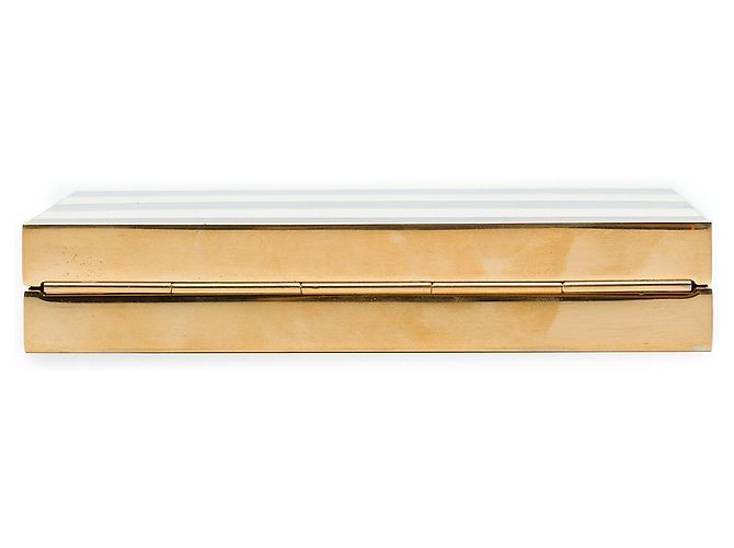 Clutch Minaudière Valentino con catena in smalto a righe nere e placcato oro - vista 3