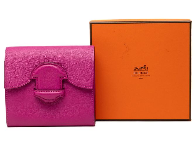 Portafoglio Compatto Hermès Pink Chevre Mysore 1938 - vista 7