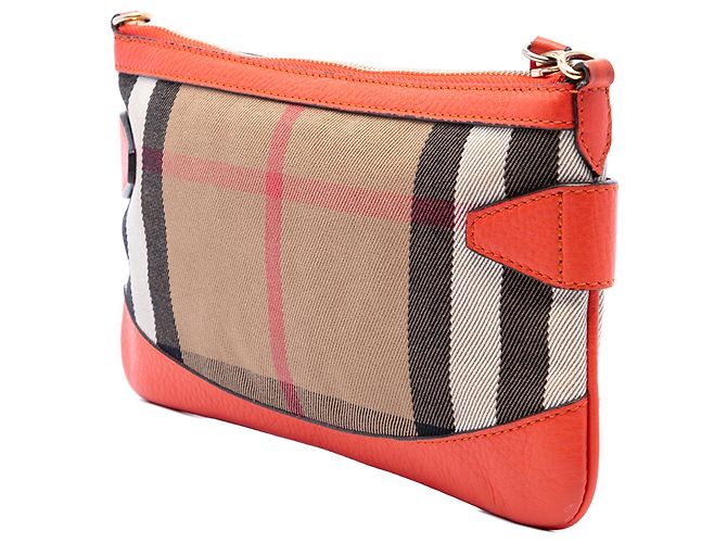 Borsa a tracolla Burberry Brown House Check Canvas and Leather Bridle Peyton - vista 2