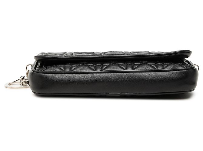 Dior Lady Dior Umhängetasche mit Kette aus schwarzem Lammleder Cannage - Ansicht 3