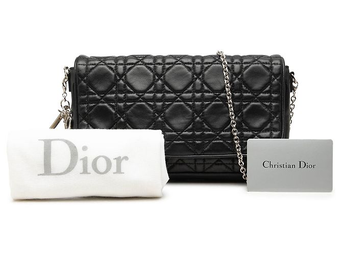 Dior Lady Dior Umhängetasche mit Kette aus schwarzem Lammleder Cannage - Ansicht 7
