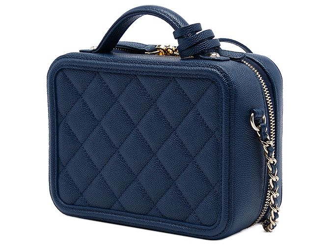 Chanel Blue Small Caviar CC Filigree Vanity Case - vista 2