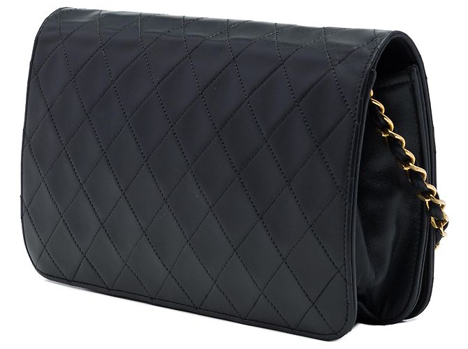 Chanel Black CC Quilted Lambskin Full Single Flap - vista 2