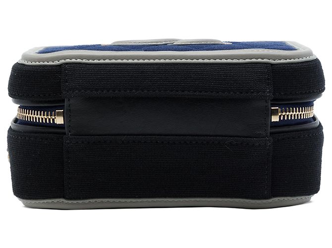 Chanel Blue Small Tricolor Jersey CC Filigree Vanity Case - vista 3