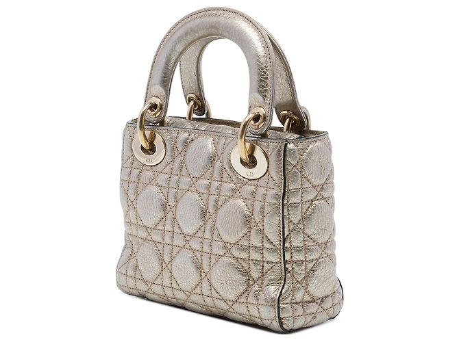 Dior Gold Mini Metallic Calfskin Cannage Supple Lady Dior - Ansicht 2