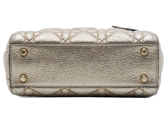 Dior Gold Mini Metallic Calfskin Cannage Supple Lady Dior - Ansicht 3