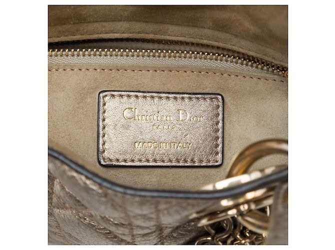 Dior Gold Mini Metallic Calfskin Cannage Supple Lady Dior - Ansicht 5