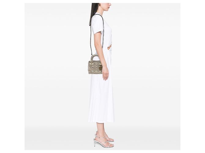 Dior Gold Mini Metallic Calfskin Cannage Supple Lady Dior - Ansicht 7