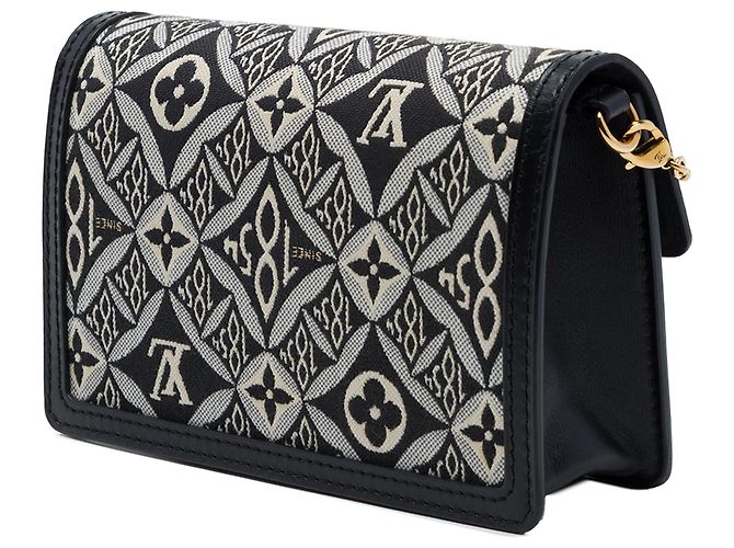 Portafoglio a catena Louis Vuitton Dauphine in jacquard monogram nero Since 1854 - vista 2