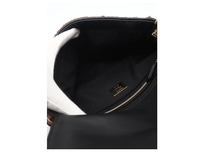 Fendi Brown Medium Zucca Shearling Baguette Satchel Tasche - Ansicht 2