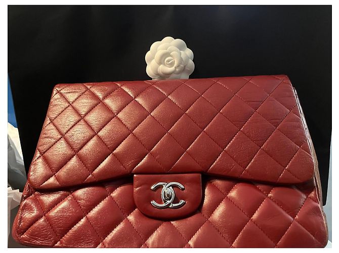 Timeless Chanel Classic Flap Bag rotes Leder - Ansicht 2