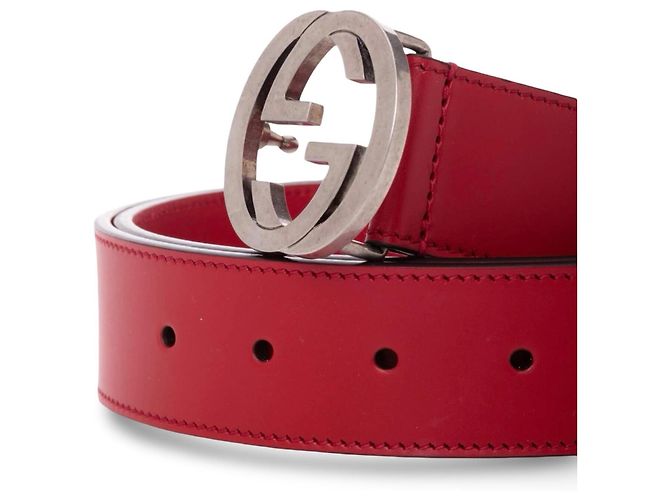Gucci Interlocking G Gürtel aus rotem Leder - Ansicht 11