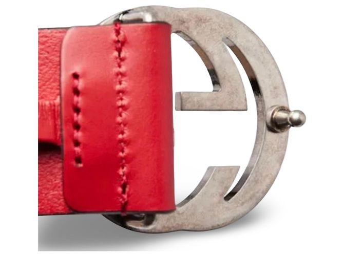 Gucci Interlocking G Gürtel aus rotem Leder - Ansicht 12