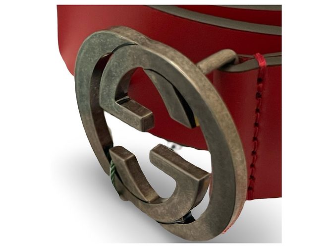 Gucci Interlocking G Gürtel aus rotem Leder - Ansicht 13