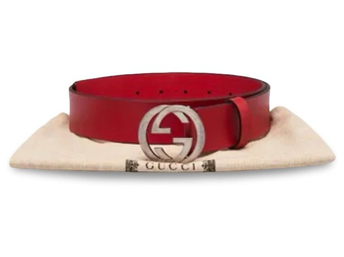 Gucci Interlocking G Gürtel aus rotem Leder - Ansicht 15