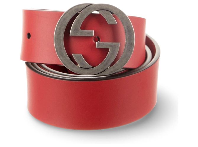 Gucci Interlocking G Gürtel aus rotem Leder - Ansicht 2