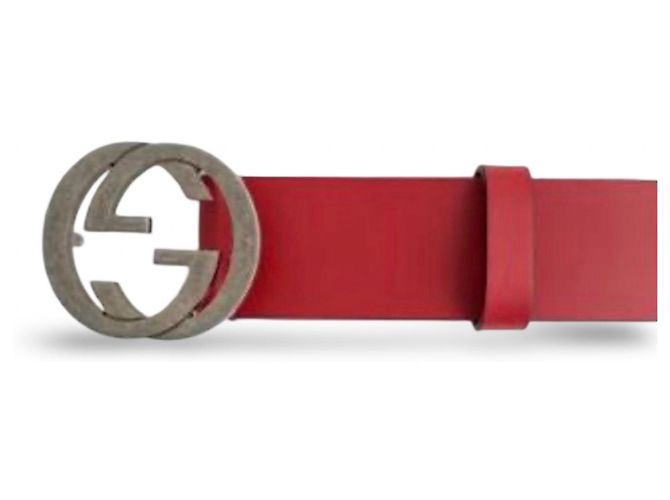 Gucci Interlocking G Gürtel aus rotem Leder - Ansicht 8