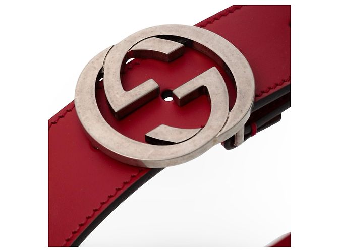 Gucci Interlocking G Gürtel aus rotem Leder - Ansicht 9