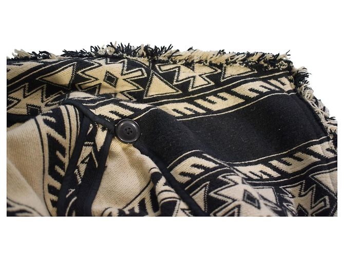 Isabel Marant Etoile Isabel Marant Étoile Giacca Blanket Aztec con Frange - Nero/Ecru - vista 8