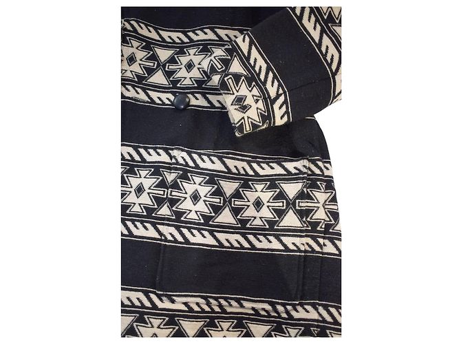 Isabel Marant Etoile Isabel Marant Étoile Giacca Blanket Aztec con Frange - Nero/Ecru - vista 9