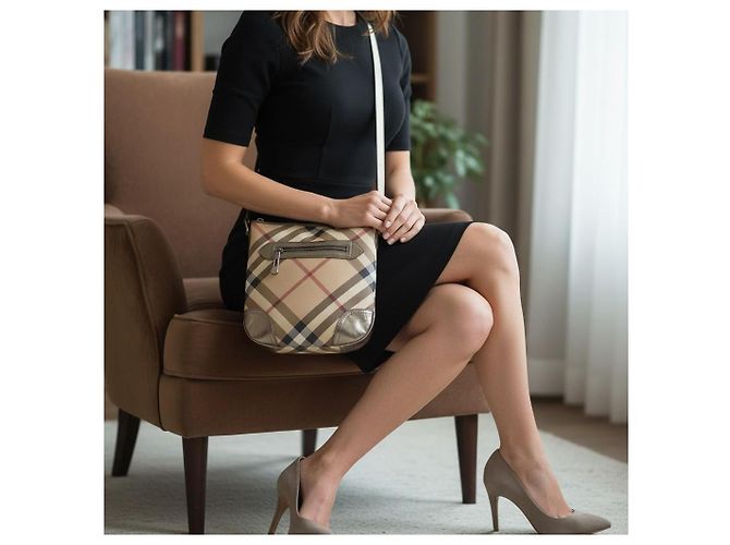 Borsa a tracolla Burberry Nova Check in tela rivestita - vista 2