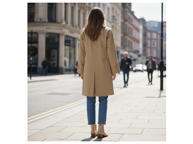 Burberrys Gabardina Balmacaan Algodón Beige - vista 4