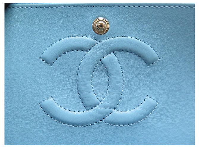 NUOVA BORSA A MANO CHANEL CLASSIQUE TIMELESS 11.12 PELLE CAVIAR AZZURRO CIELO BAG - vista 10
