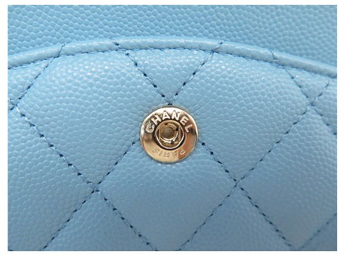 NUOVA BORSA A MANO CHANEL CLASSIQUE TIMELESS 11.12 PELLE CAVIAR AZZURRO CIELO BAG - vista 12