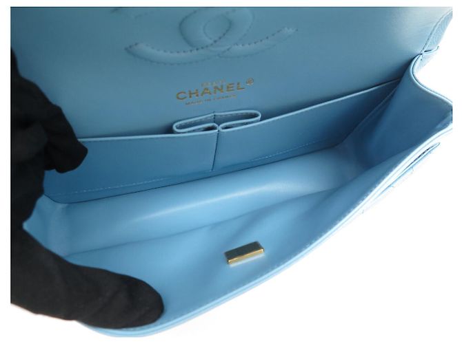 NUOVA BORSA A MANO CHANEL CLASSIQUE TIMELESS 11.12 PELLE CAVIAR AZZURRO CIELO BAG - vista 13