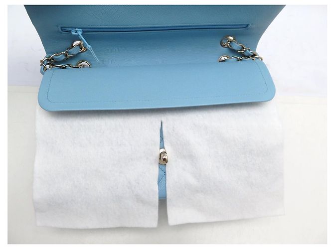 NUOVA BORSA A MANO CHANEL CLASSIQUE TIMELESS 11.12 PELLE CAVIAR AZZURRO CIELO BAG - vista 15