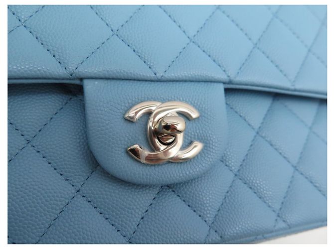 NUOVA BORSA A MANO CHANEL CLASSIQUE TIMELESS 11.12 PELLE CAVIAR AZZURRO CIELO BAG - vista 6