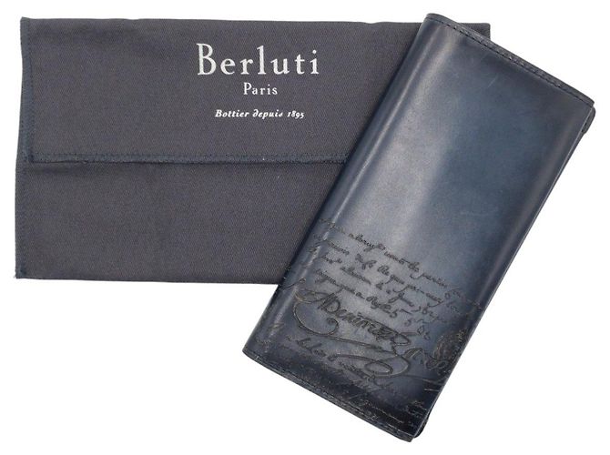 Berluti Scritto Calligraphy Espace En Wallet Leather Long Wallet - view 8