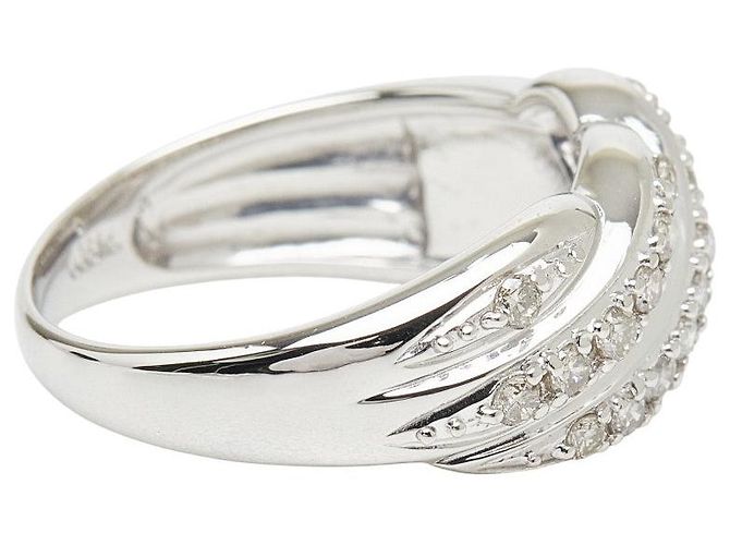 Autre Marque Pt900 Platinring mit Koralle und Diamant - Ansicht 4