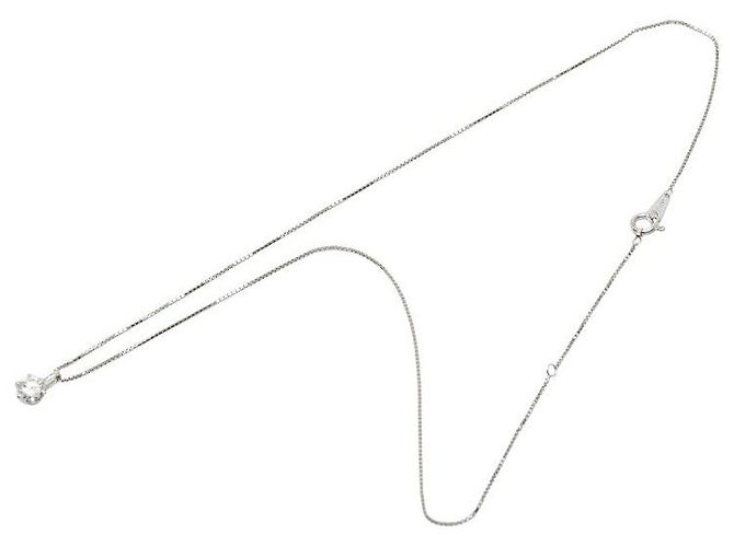 Autre Marque Pt900 Pt850 Platinum Halskette mit rundem Brillantschliff-Diamanten - Ansicht 2