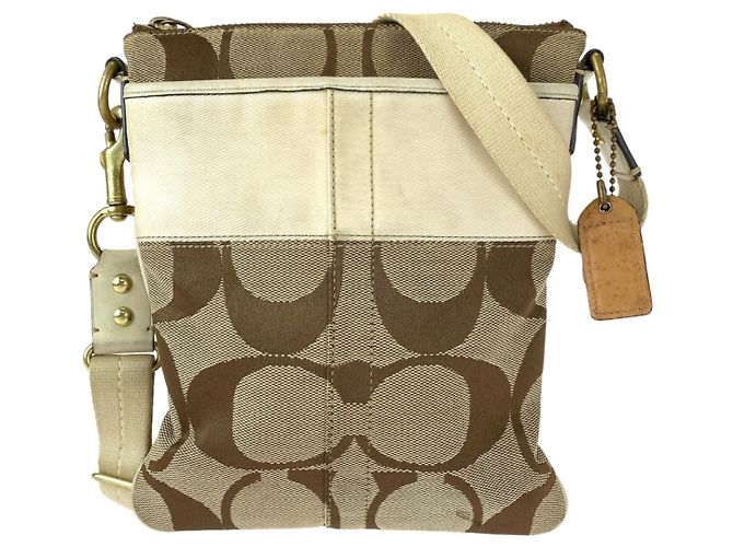 Borsa a tracolla Coach Signature Stripe in tela e pelle - vista 2