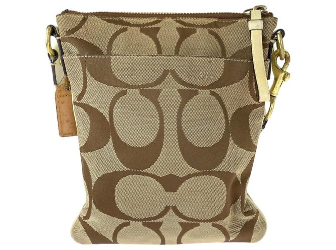 Borsa a tracolla Coach Signature Stripe in tela e pelle - vista 3