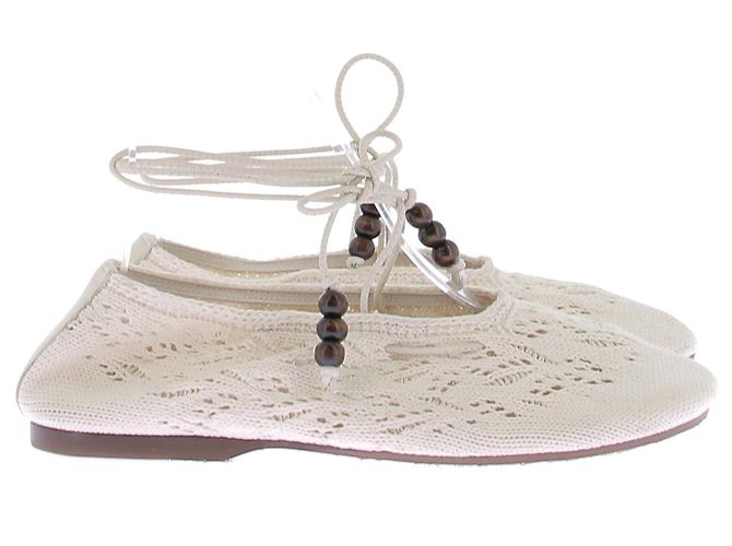Autre Marque Ballerines blanches à lacets - view 6