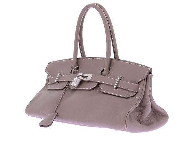 Hermès Borsa "JPG Birkin Shoulder 42" in pelle étoupe - vista 3