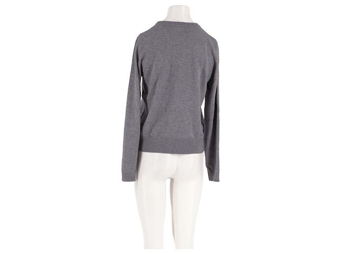 Manoush Grauer Wollpullover mit Blumenstickerei - Ansicht 2
