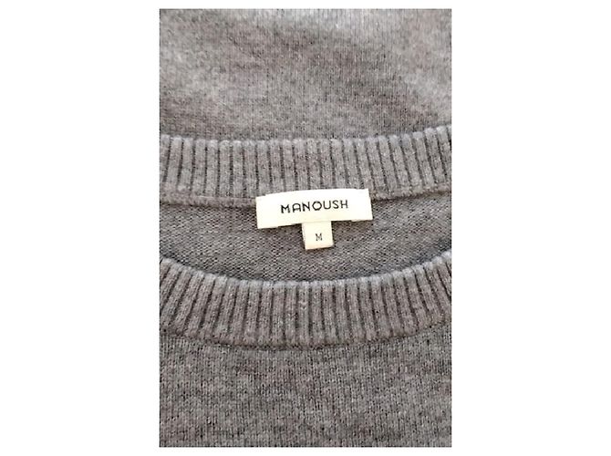 Manoush Grauer Wollpullover mit Blumenstickerei - Ansicht 7